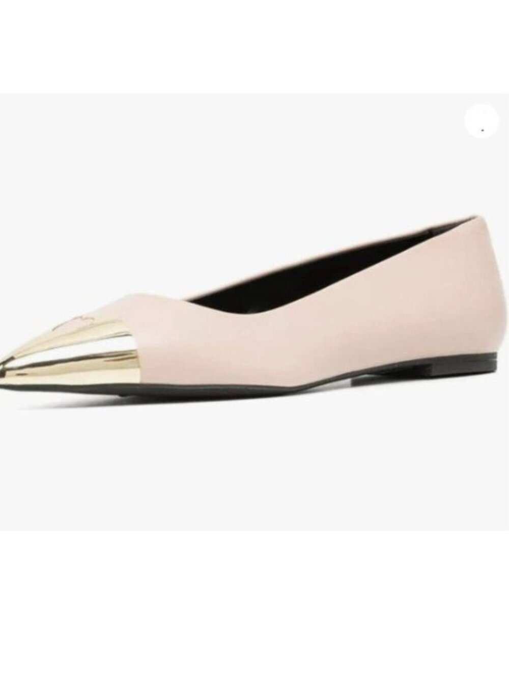 FOWT Stylish Cap Toe Pumps for Women Slip On Ballet Flats Metal Pointy Pink Shoe